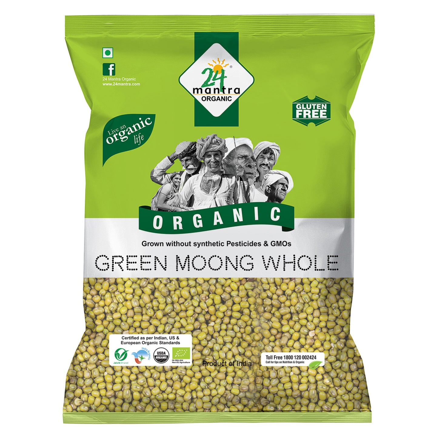 24 MANTRA ORGANIC GREEN MOONG DAL WHOLE 1 kg