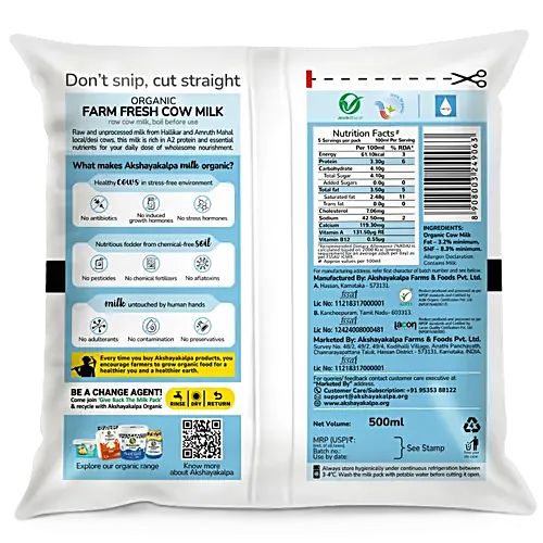AKSHAYAKALPA AMRUTHA A2 FARM FRESH MILK 500 ml