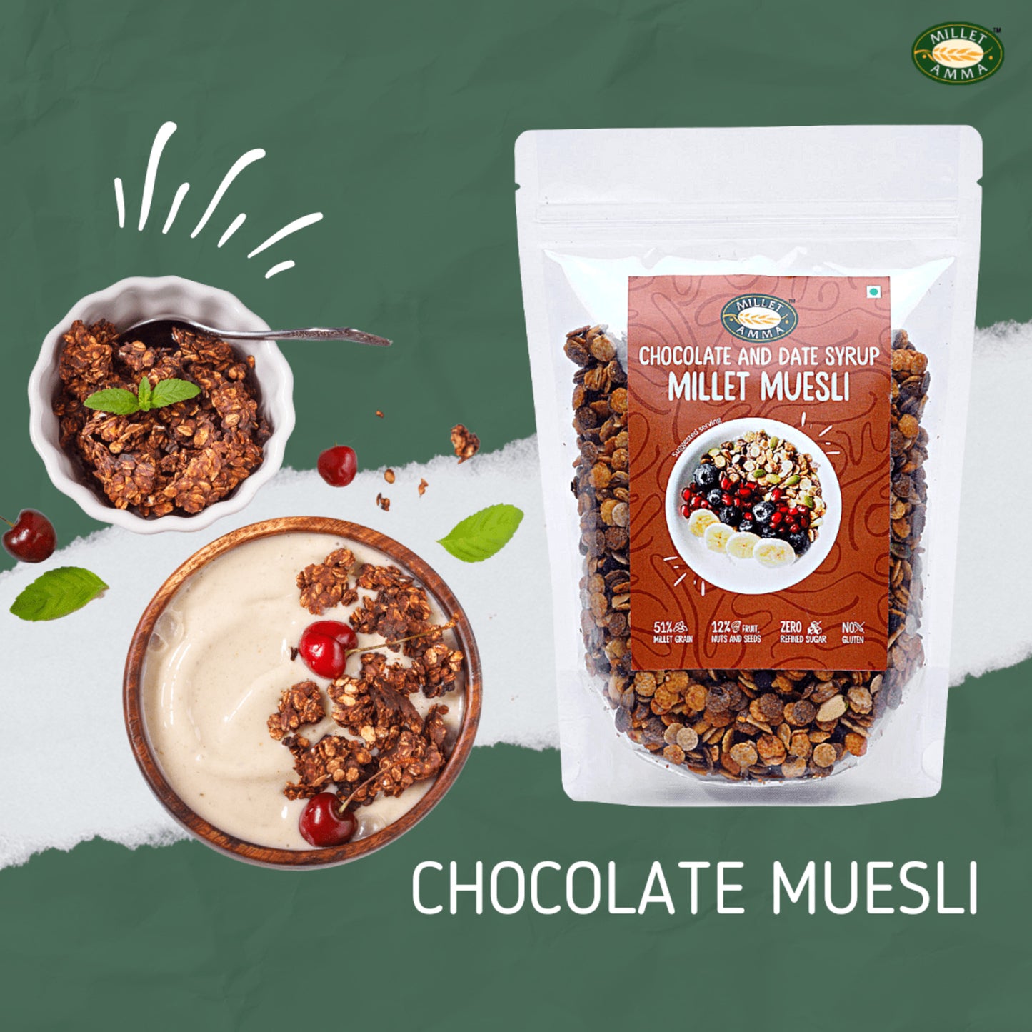 Chocolate and Dates syrup Millet Muesli