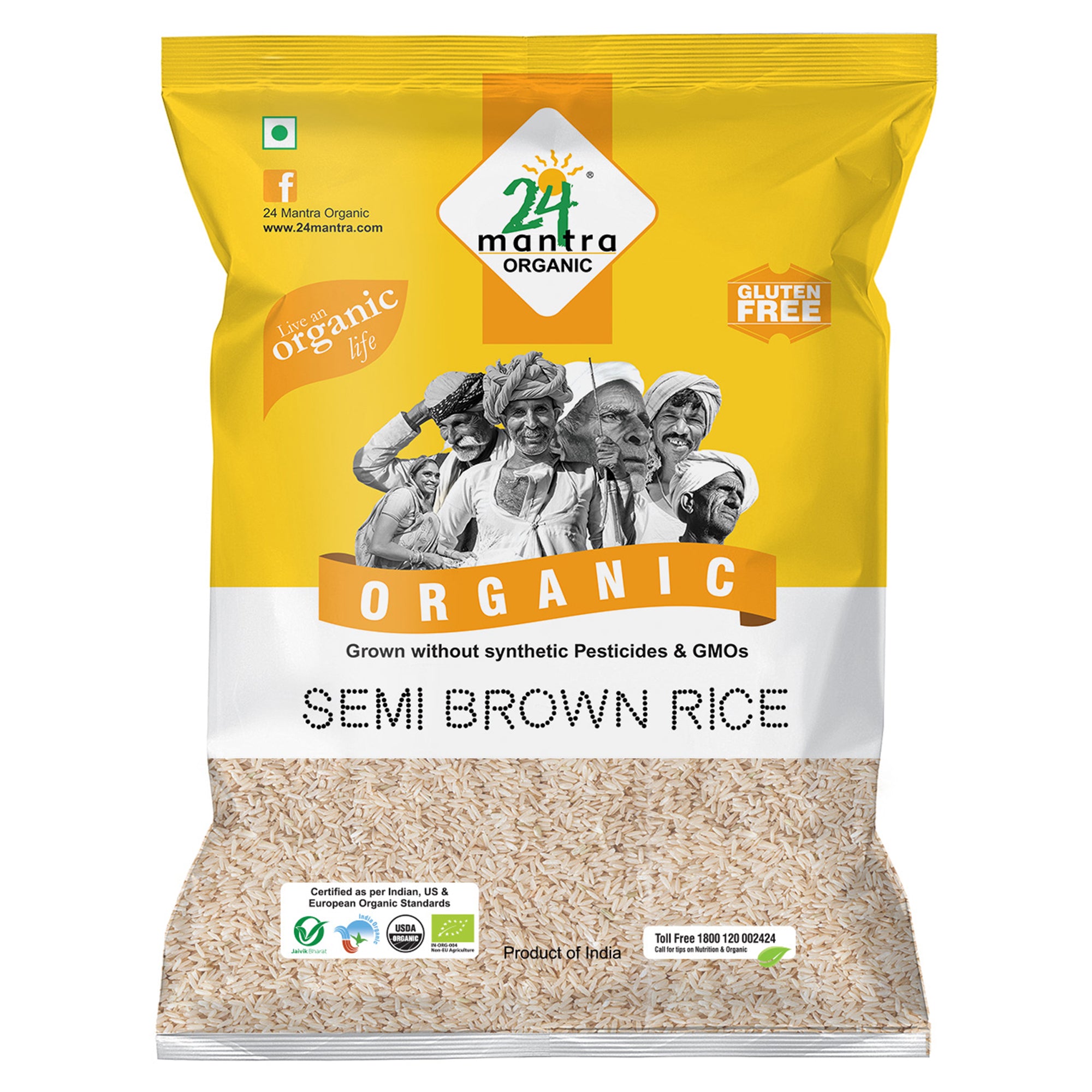 Organic Sonamasuri Semi Brown Rice 5kg Purity Prayag