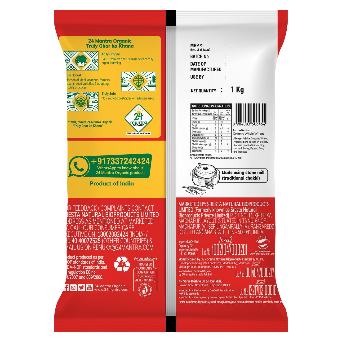 package detailing - Organic Whole Wheat Atta Premium 1Kg