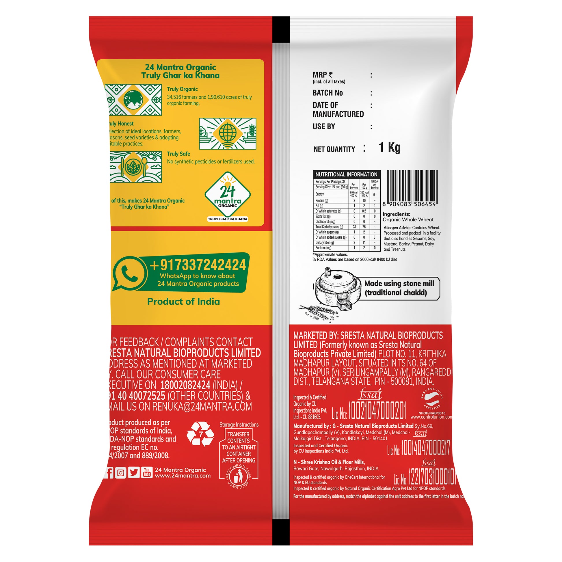 package detailing - Organic Whole Wheat Atta Premium 1Kg