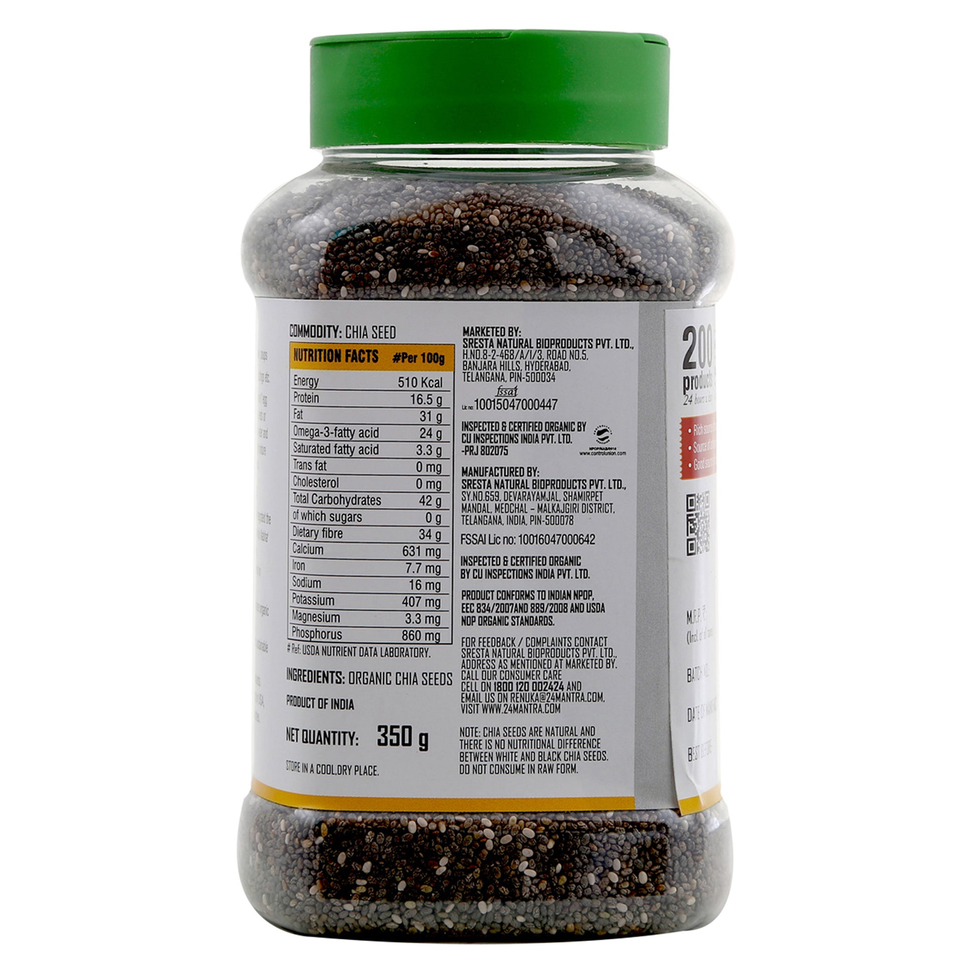 package detailing - Organic Chia Seeds 350 Gm