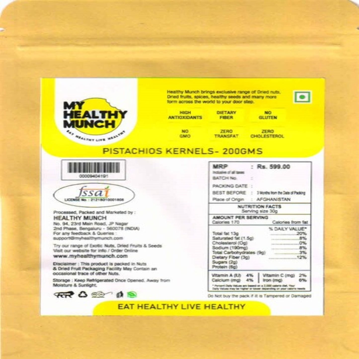 Mhm Premium Pistachio Kernels Raw/Unsalted S