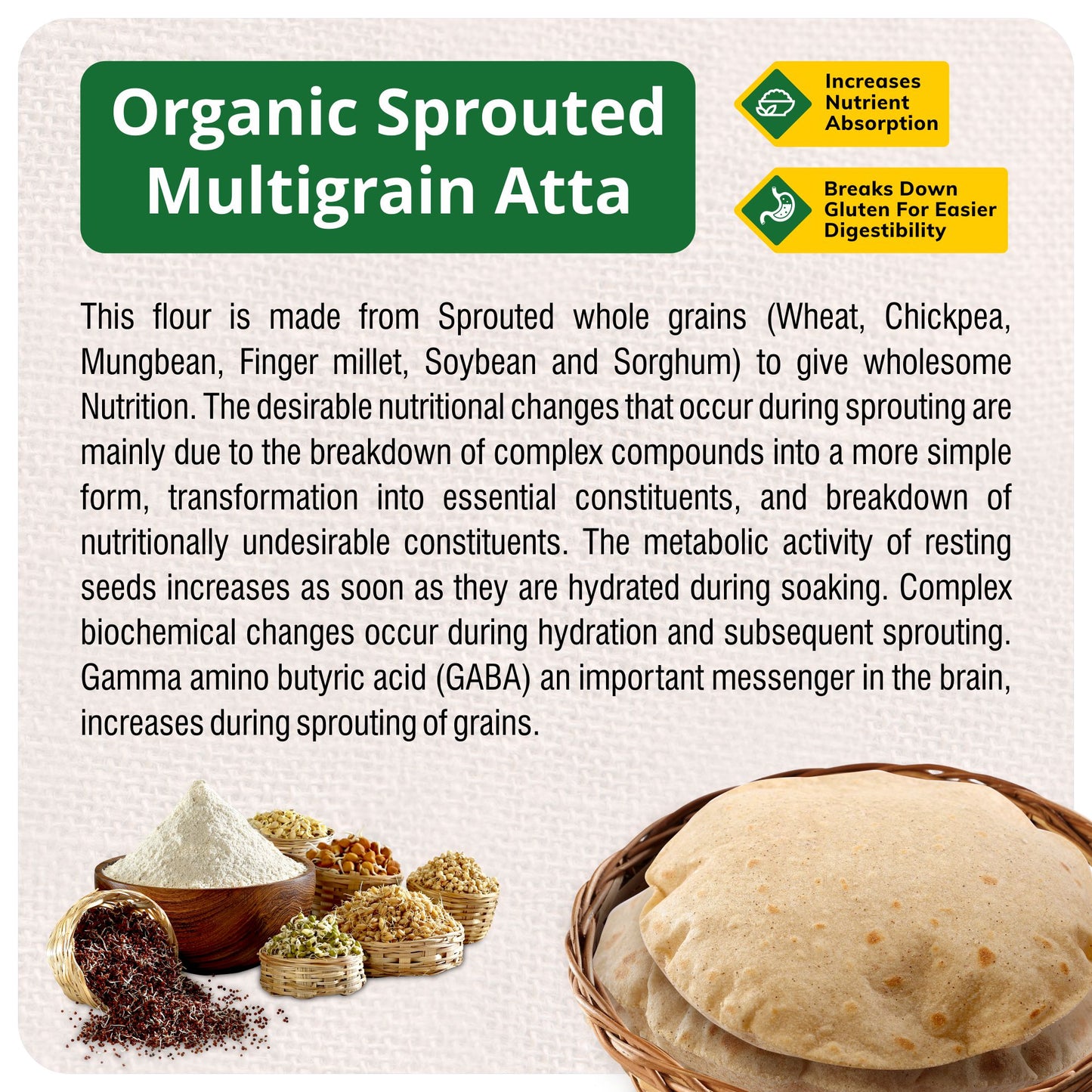 Organic Sprouted Multigrain Atta 