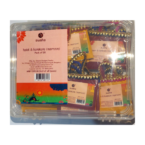 SWAHA Pure Haldi - Kumkum Maroon - Pack of 20