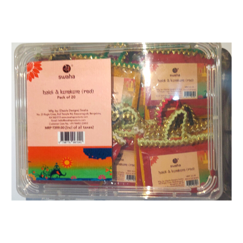 SWAHA Pure Haldi - Kumkum Red - Pack of 20