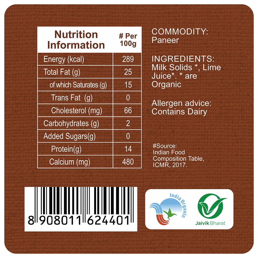 nutrition detailing - Happy Gopi Organic Paneer