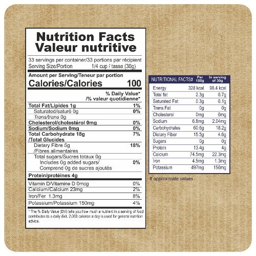 nutrition content - Organic 7 Grain Methi Atta