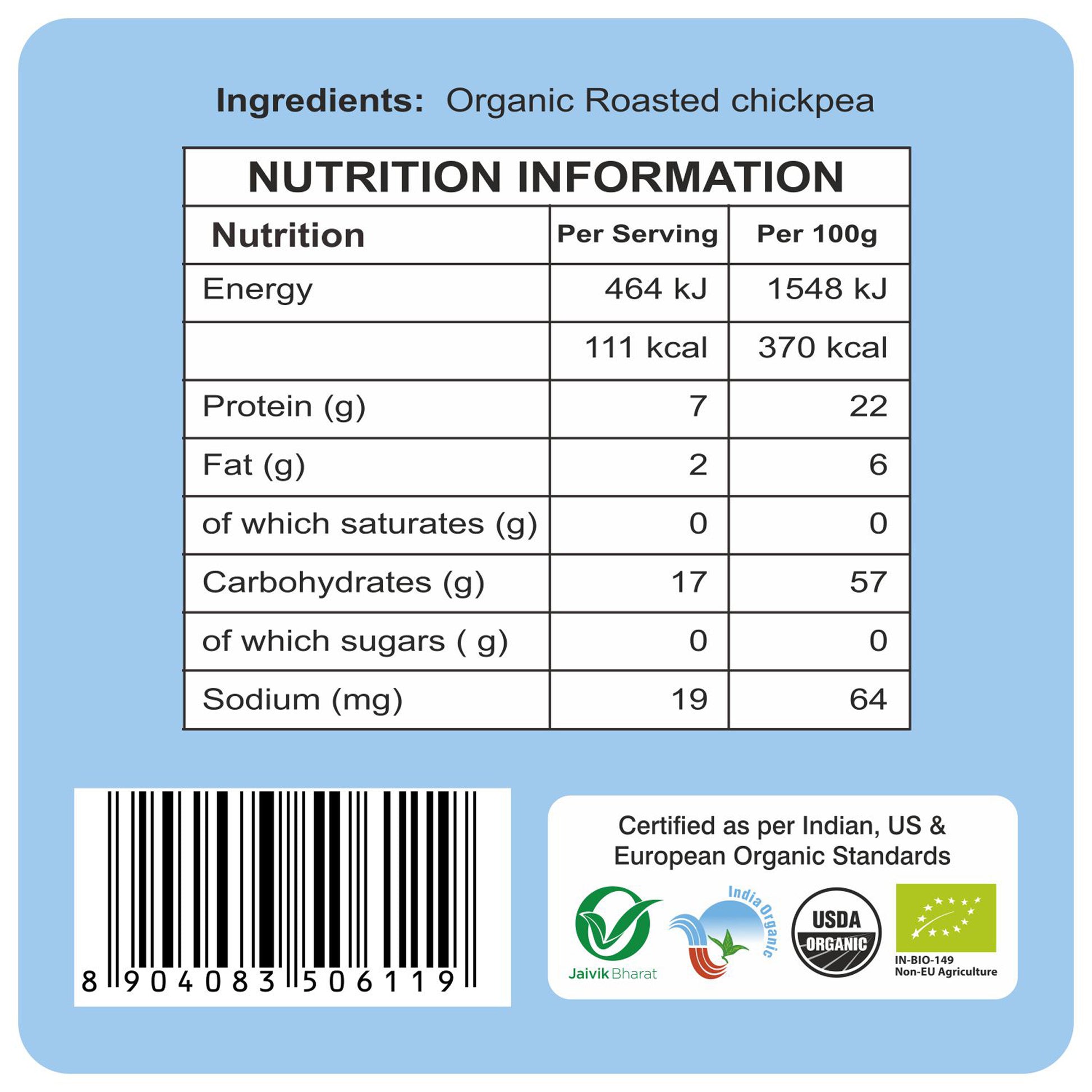 nutrition content - Organic Besan Gram Flour