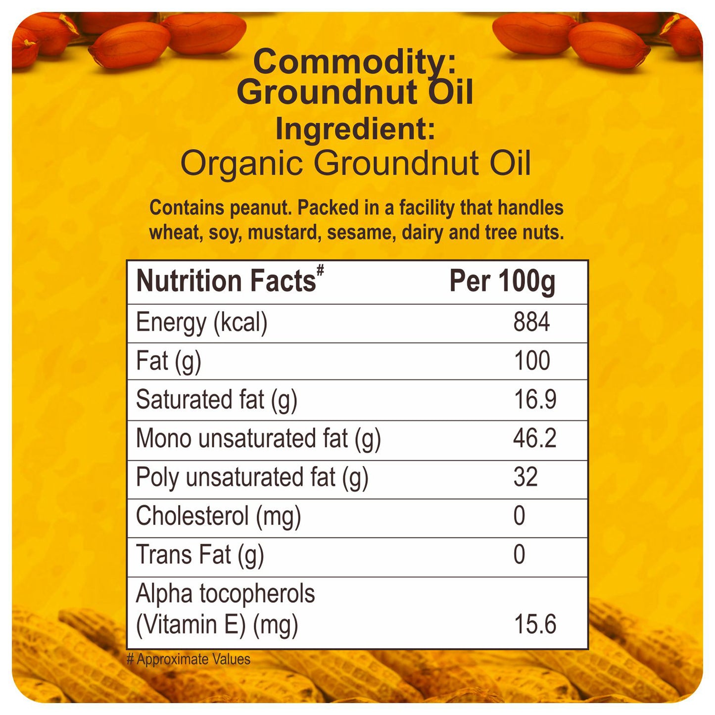 nutrition detailing - Organic Expeller Pressed Groundnut Oil 1L