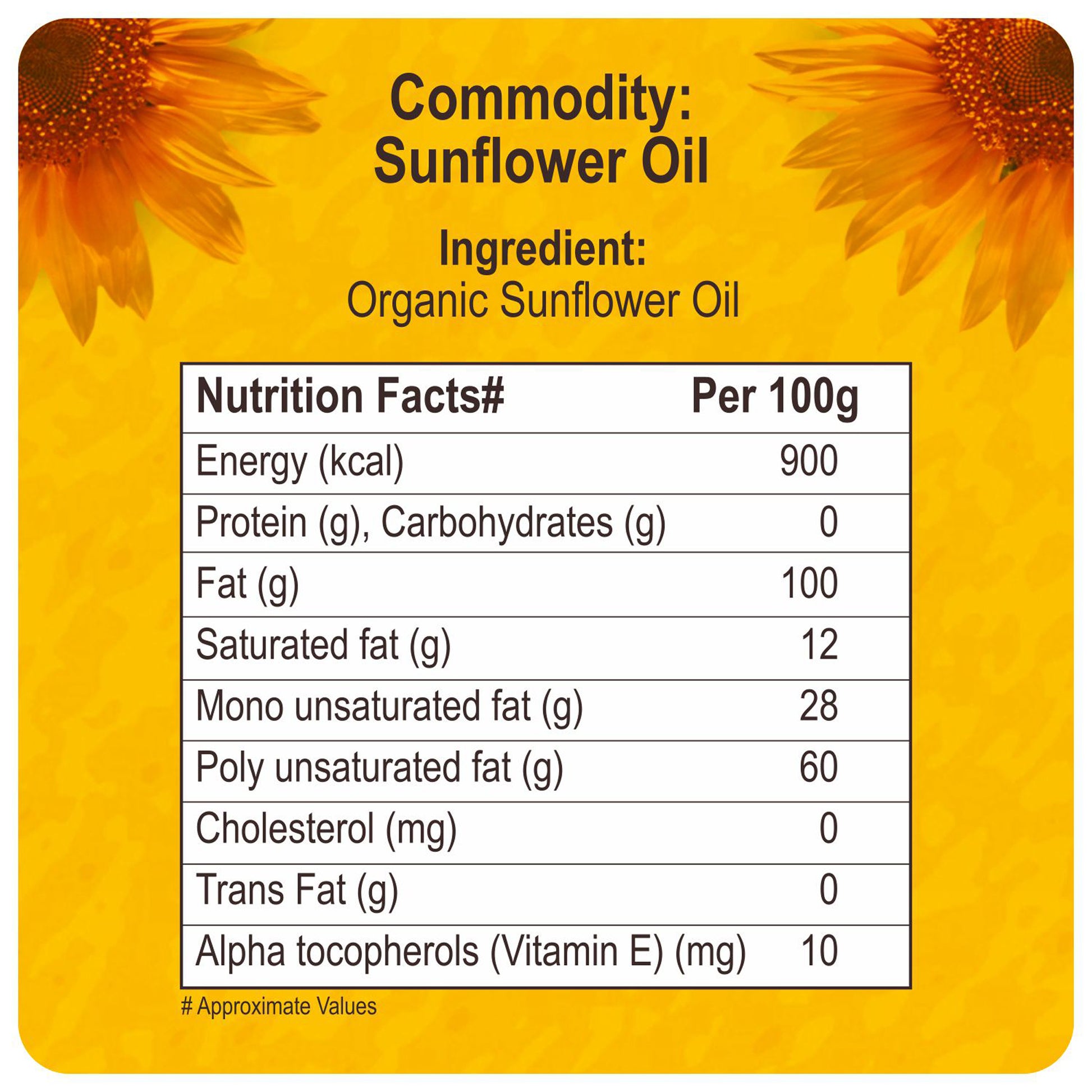 nutrition detailing - Organic Expeller Pressed Sunflower Oil 1L