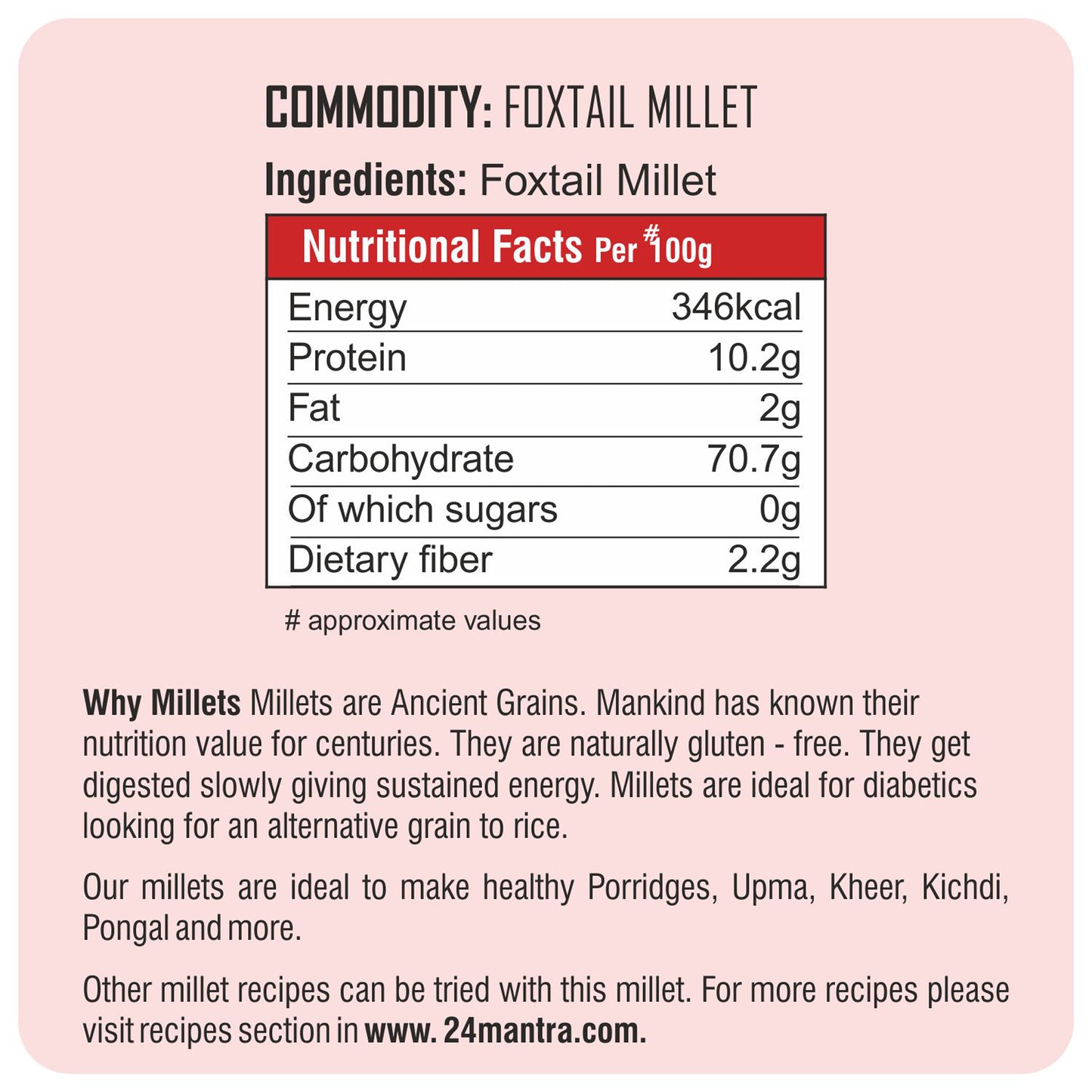 nutrition detailing -Foxtail Millet 