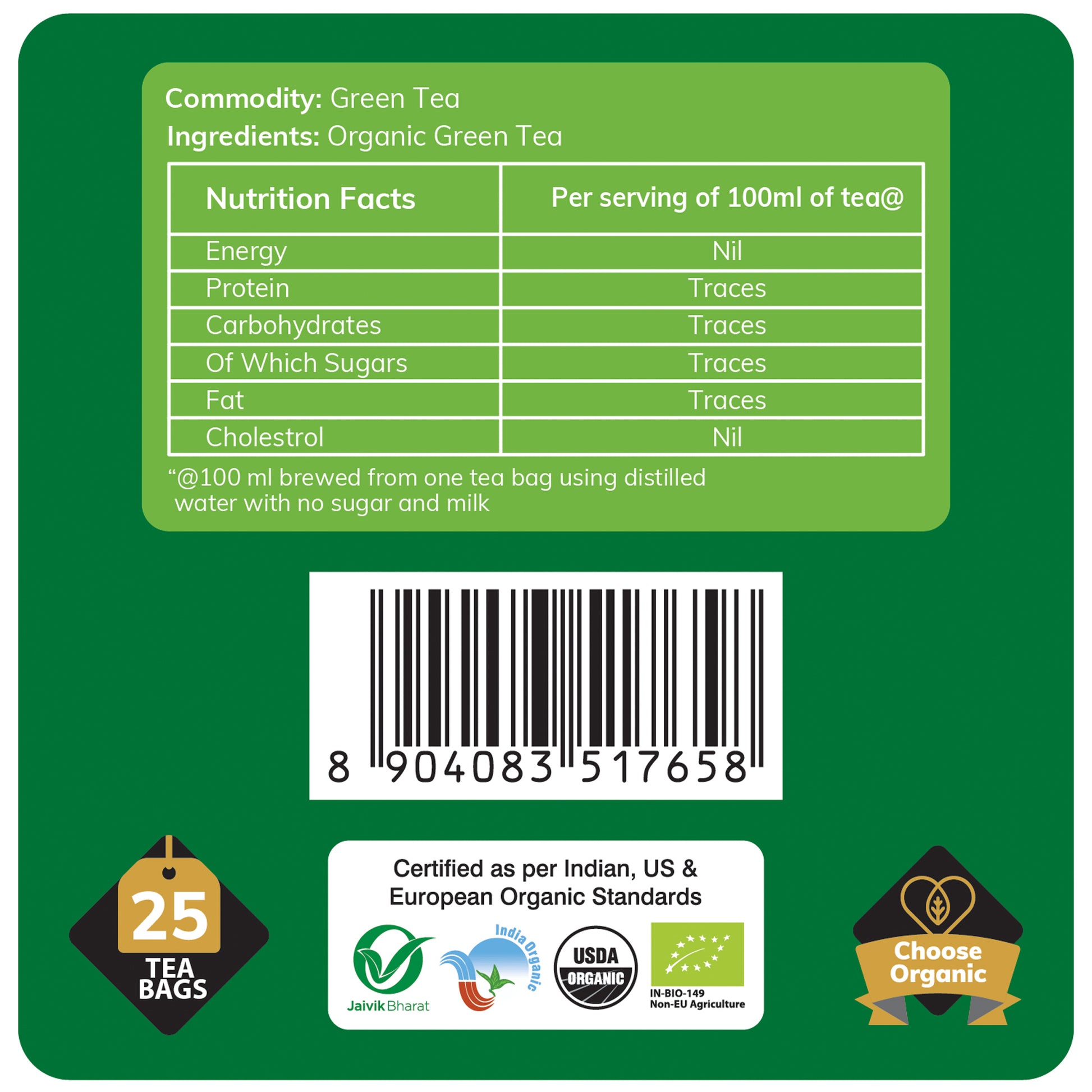 nutrition detailing - Organic Green Tea (25 Bags)