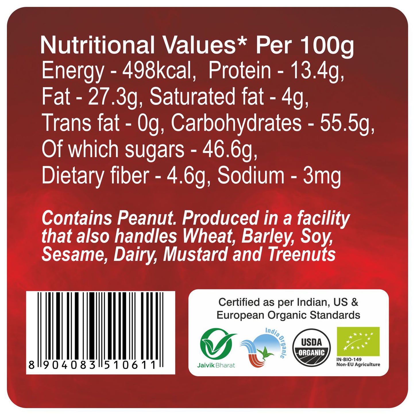 nutrition - Organic Peanut Jaggery Chikki