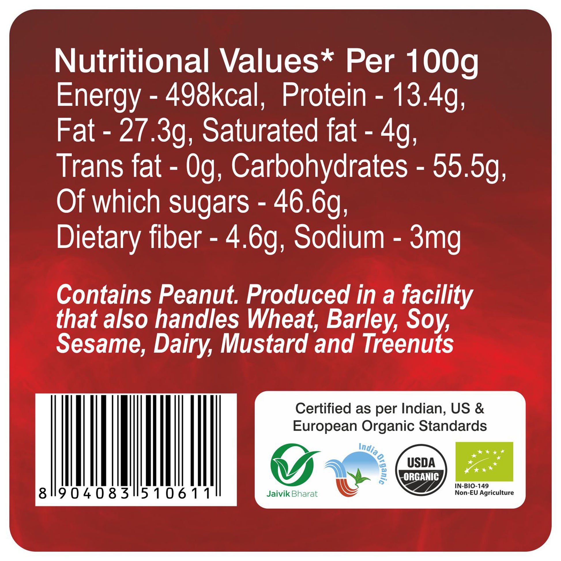 nutrition - Organic Peanut Jaggery Chikki