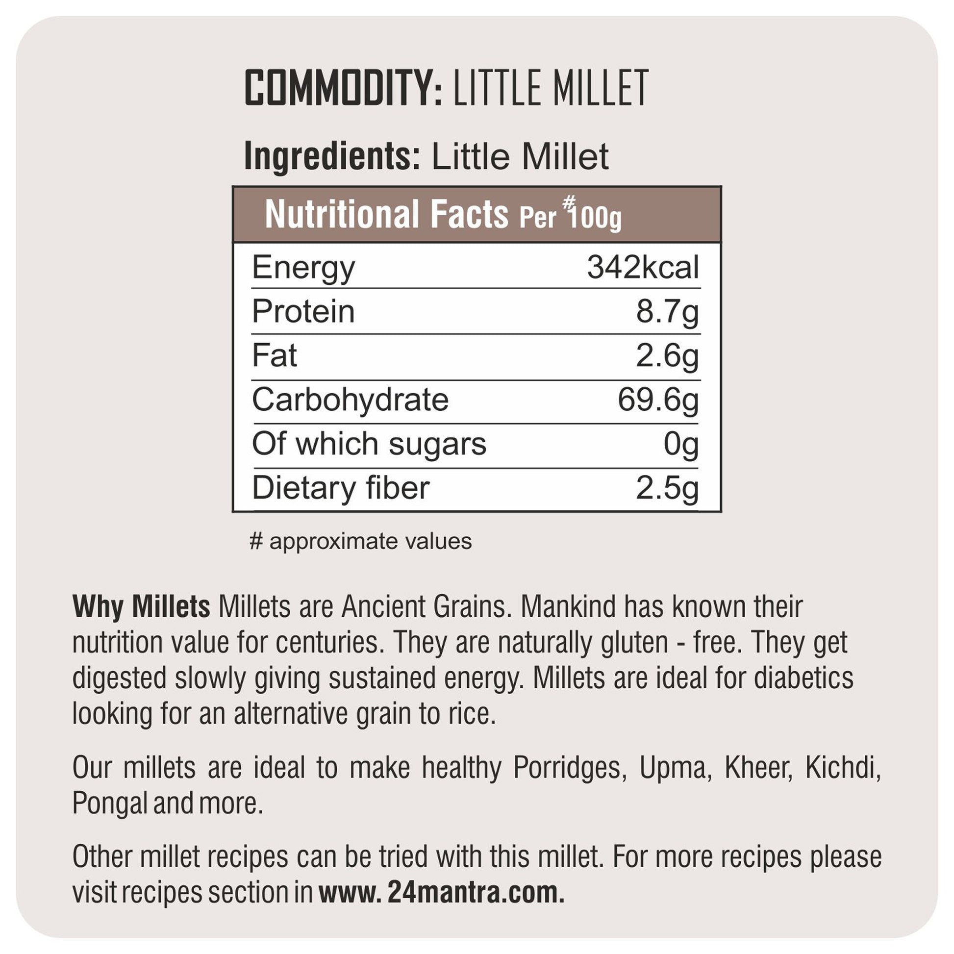 nutrition detailing - Little Millet 500g