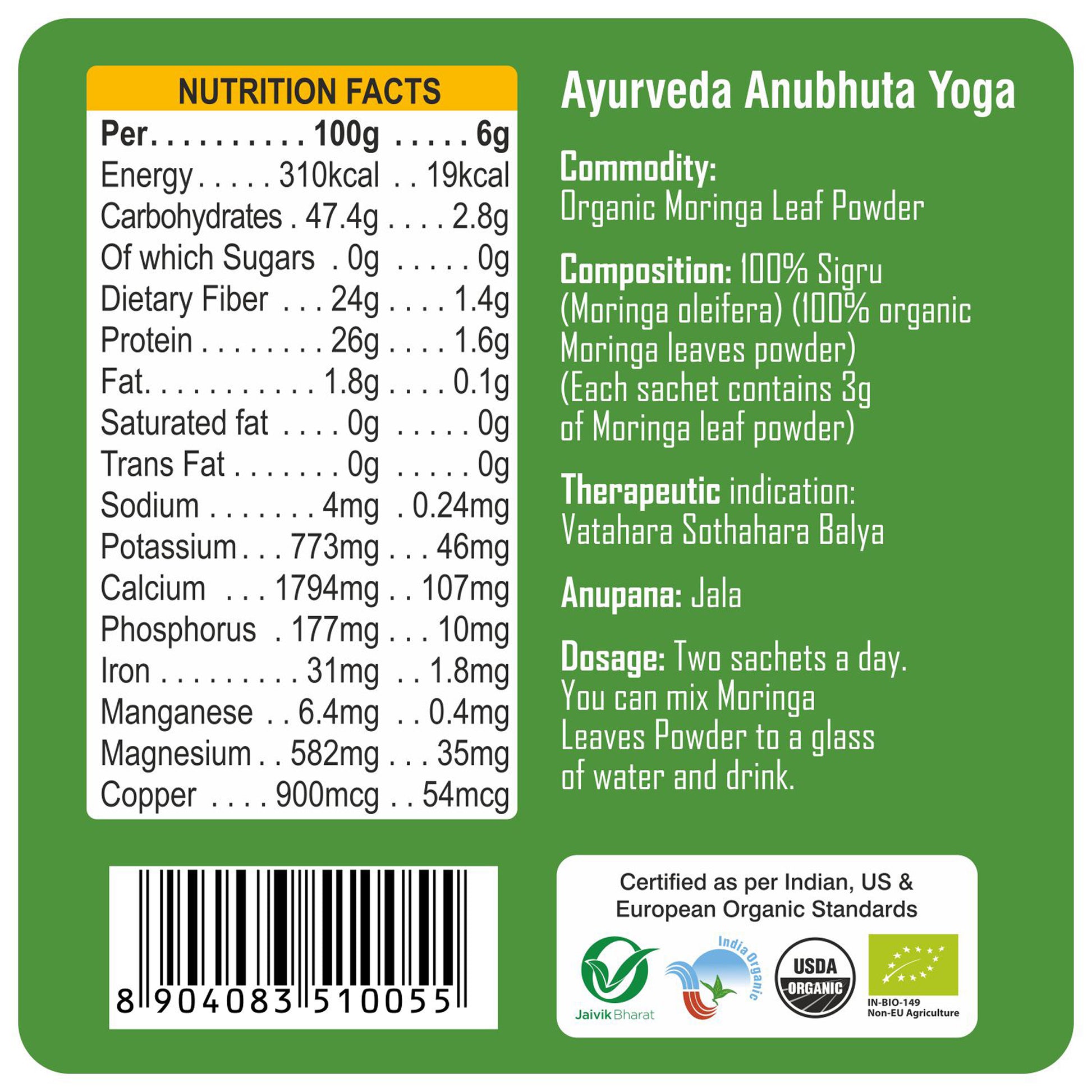 nutrition - Organic Moringa Powder 150Gm