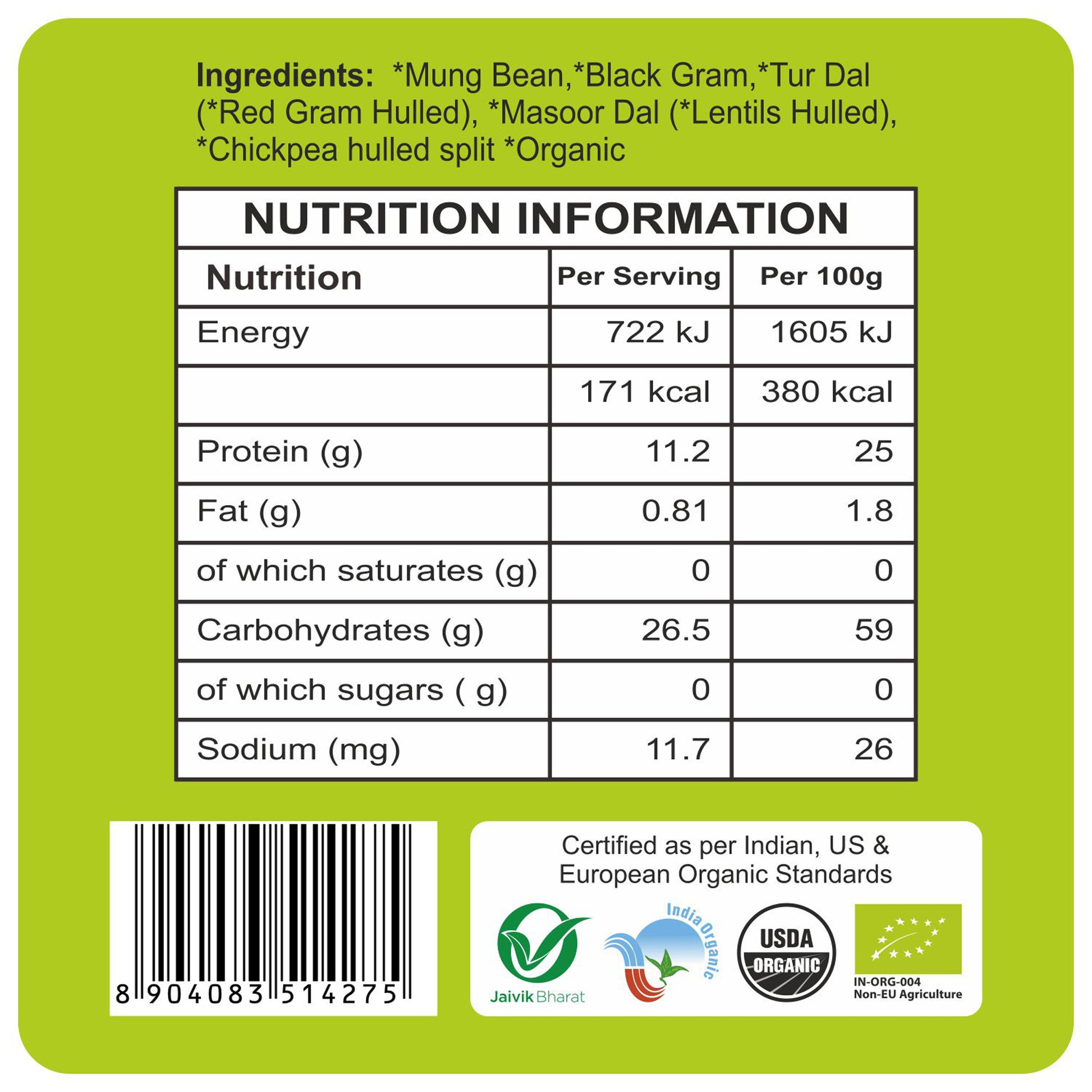 nutrition - Organic Pancharatna Dal 500Gm