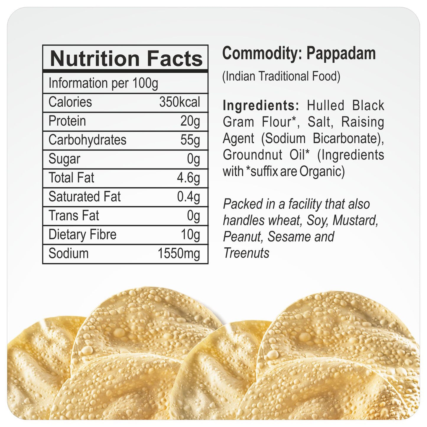 nutrition - Papad Plain 100Gm