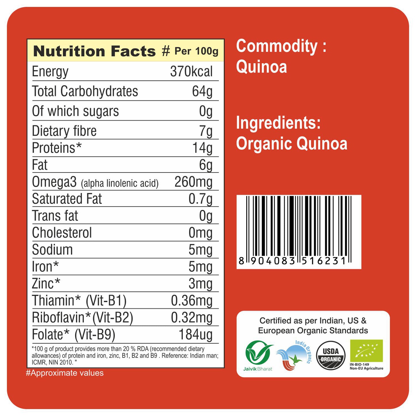 nutrition - Organic Quinoa 500Gm