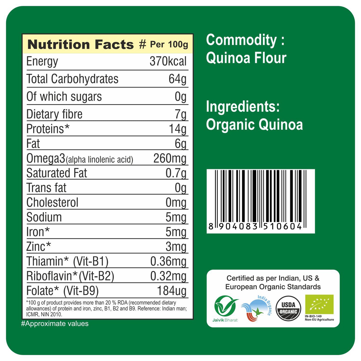 facts - Organic Quinoa Flour 500Gm