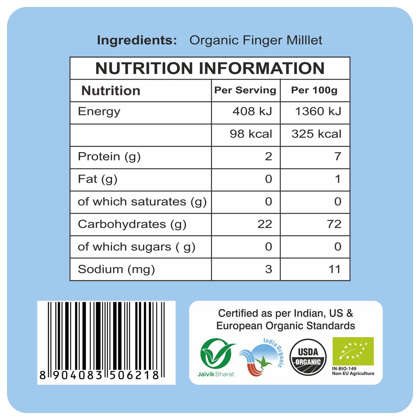 nutrition - Organic Ragi Flour 500Gm