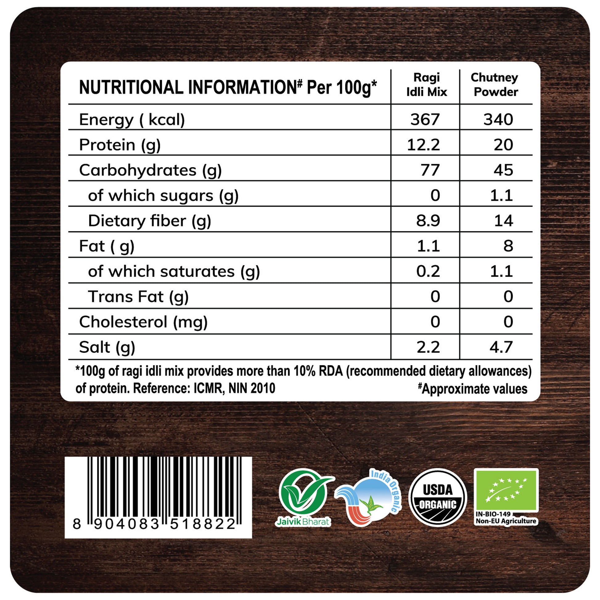 nutrition - Organic Ragi Idly Mix 200Gm