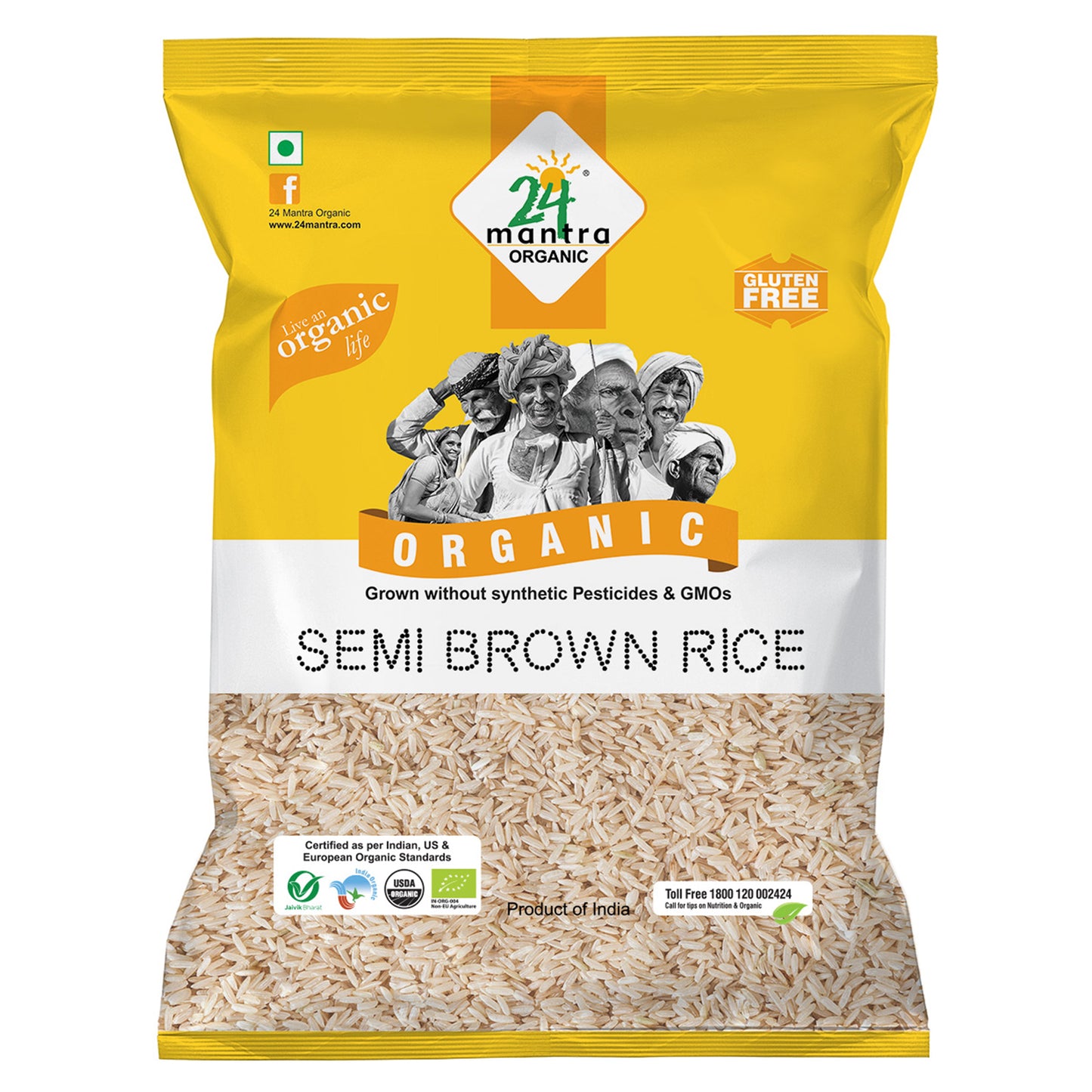 Organic Sonamasuri Semi Brown Rice 1Kg