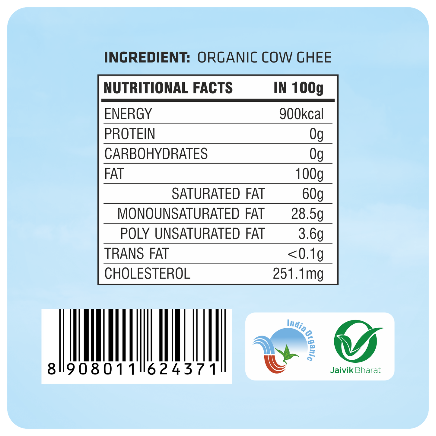 nutrition detailing - Happy Gopi Organic Cow Ghee